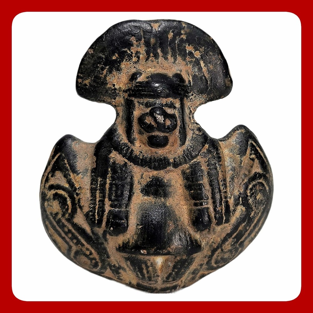 Pre-Columbian Style Clay Whistle Anthropomorphic Figure Black Terracotta Pottery